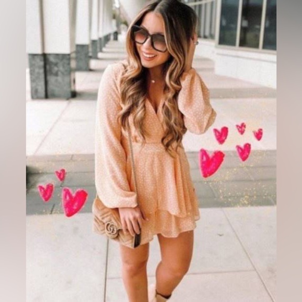 Goodnight Macaroon Fallyn' Orange Yellow Dotted Print Frilled Wrap Romper
